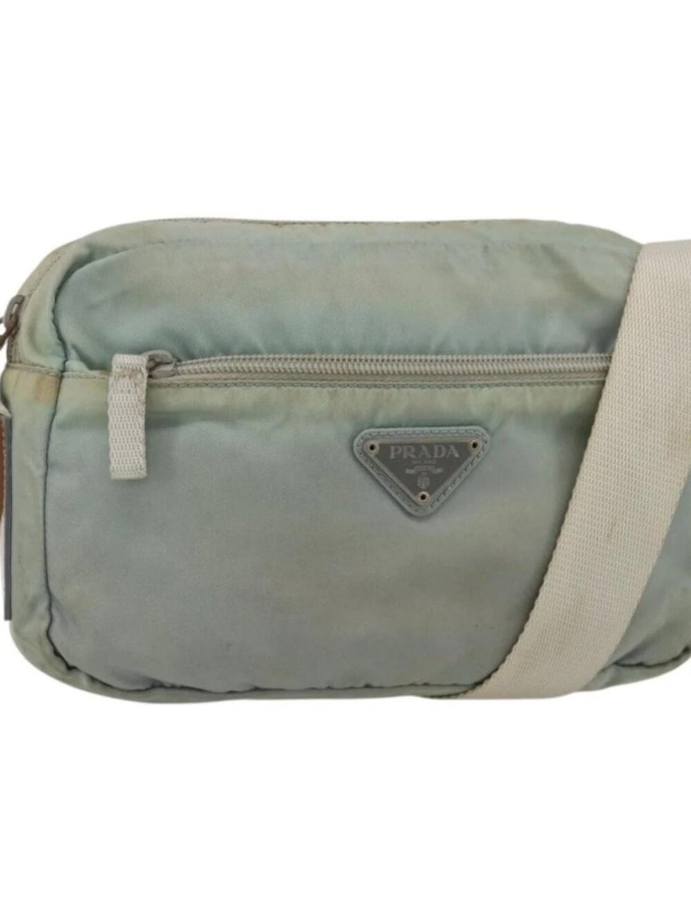 PRADA Shoulder Bag Nylon Light Blue Silver Auth 175693